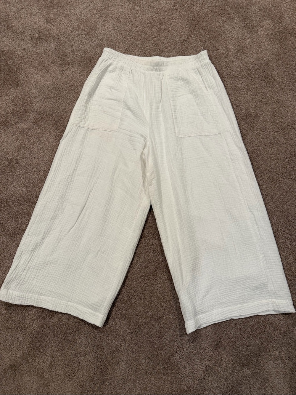 Splendid White Gauze Wide Leg Crop Pants Small Pull On Coastal